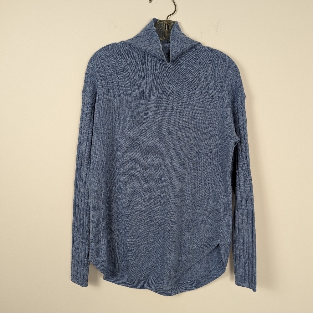 RW&CO Women's Asymmetrical Hem Cowl Neck Sweater - Blue, Size XS/TP